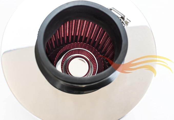 RED 3.5" 89 mm Inlet Cold Air INTAKE Cone Replacement Performance Washable Clamp-On Dry Air Filter