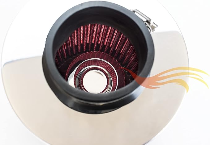 RED 3.25" 82.5 mm Inlet Cold Air Cone Replacement Quality Performance Washable Clamp-On Dry Air Filter