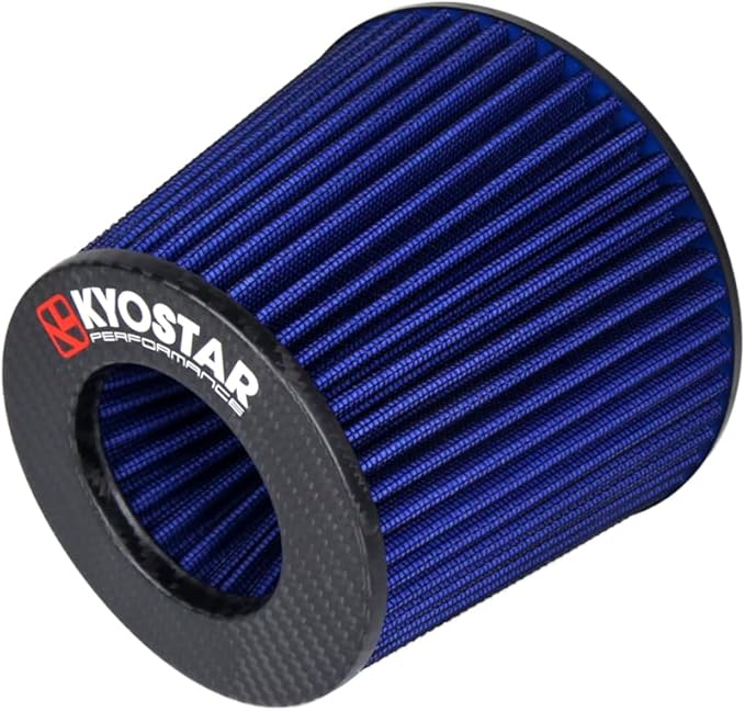 Kyostar Universal Carbon Fiber 3.5 Inch 89mm Air Intake Cone Filter Replacement Quality Dry Air Filter, Blue