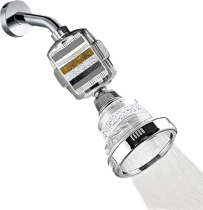Original StoneStream Filtered Showerhead + 15 Stage Hard Water Shower Filter (HWF) Combo, Removes Chlorine and Other Substances from Hard Water