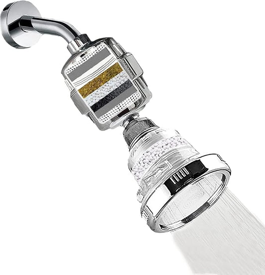 Original StoneStream Filtered Showerhead + 15 Stage Hard Water Shower Filter (HWF) Combo, Removes Chlorine and Other Substances from Hard Water