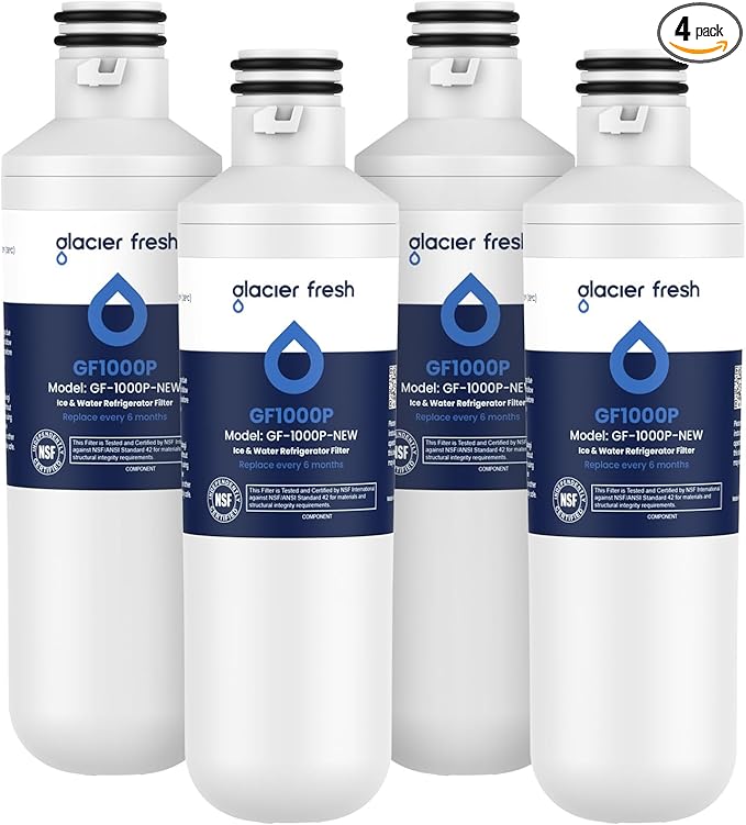 GLACIER FRESH LT1000PC Replacement Water Filter, Compatible with LT1000PC/PCS, LT1000PC, LT-1000PC, MDJ64844601, ADQ747935 ADQ74793504 Water Filter 4 Pack
