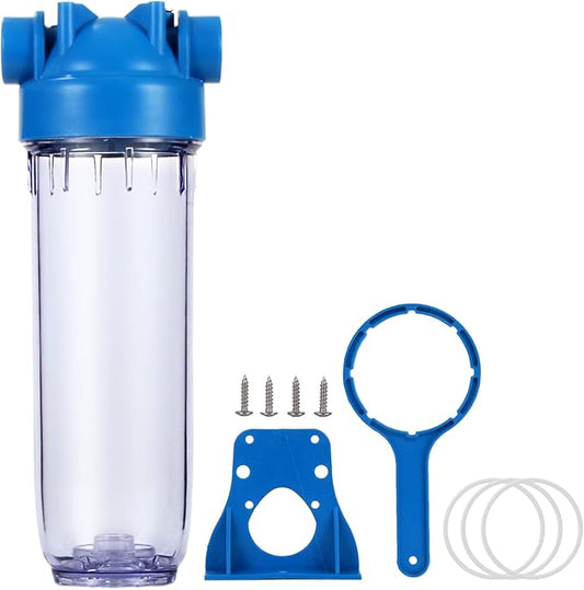 Geekpure 10-Inch Whole House Clear Water Filter Housing - 3/4" NPT Brass Port-Fit for 2.5" x 10" Filters (1)