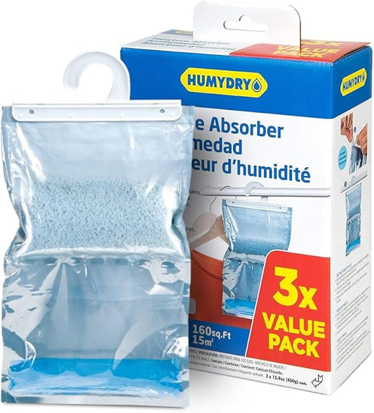 HUMYDRY® - 18 Pack of Hanging Dehumidifier Bags - Moisture Absorbers - 15.9 oz - 6 boxes, each with 3 bags - Prevents moisture - Unscented - For spaces up to 200 sq. ft.