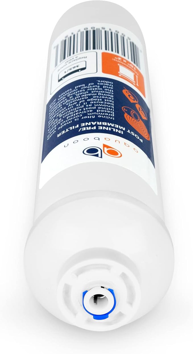 Aquaboon T33 Inline Post Activated Carbon Water Filter for Refrigerator, Ice Maker w/Quick Connect for 1/4 Water Line Compatible with ICF-10, 25-Pack
