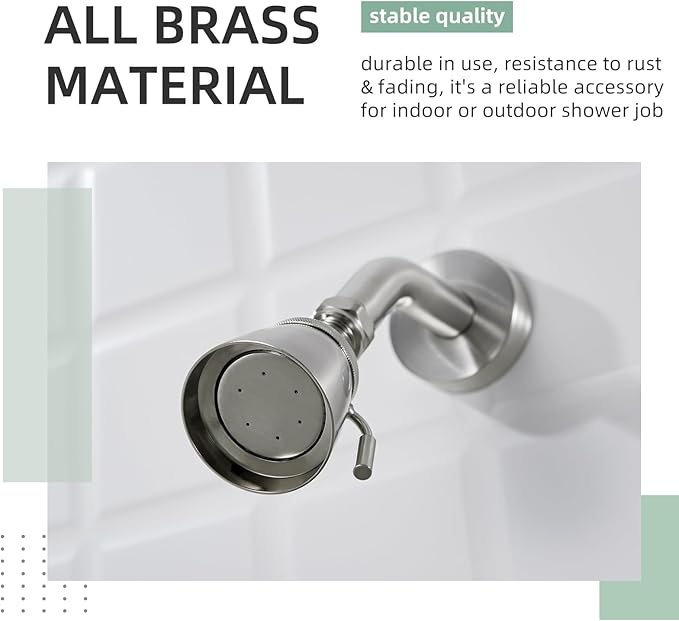 APLusee Shower Head Brushed Nickel Replacement, Solid Brass Shower Wand for Bathroom