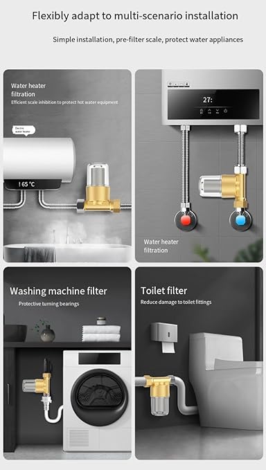 Reusable sediment water filter Water,Pipe fittings,Outdoor rinse pre-filtration,Inline Washer Filter for Washing Machine, Shower, Garden Hose, Well Water, Anti Clogging, 1/2 inch