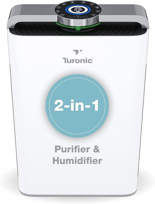 Turonic PH950 Air Purifier and Humidifier Combo for Large Rooms – HEPA, UV, Ionizer, PM2.5 Sensor, Cold Catalyst – Air Purifier for Home Pets with 8 Speeds, App Control, Remote, Filters, Humidifier