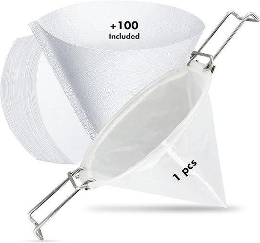 100PCS 10” Fryer Oil Filters, Deep Fryer Oil Cone Filter Filters with Folding Arms to Attach to Deep Fryers, Maple Syrup Grease Filter Cones, for Longer-Lasting Frying Oil & Maple Syrup