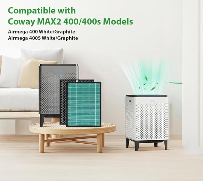 Coway Filter Replacement Airmega 400 - Air Purifier 400S 400(G) 400S(G) Max2, True Green HEPA and Active Carbon Filter Set Smart Purifiers, AP-2015-FP