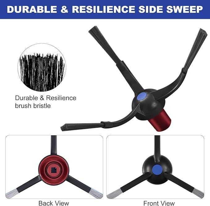 Replacement Accessories Parts Compatible with ECOVACS DEEBOT T30S/ T30s AI/ T30 Care Robot Vacuum Cleaner.（2 Main Brush,6 Side Brushes,6 Hepa Filters,8 Mop Pads,6 dust Bags）