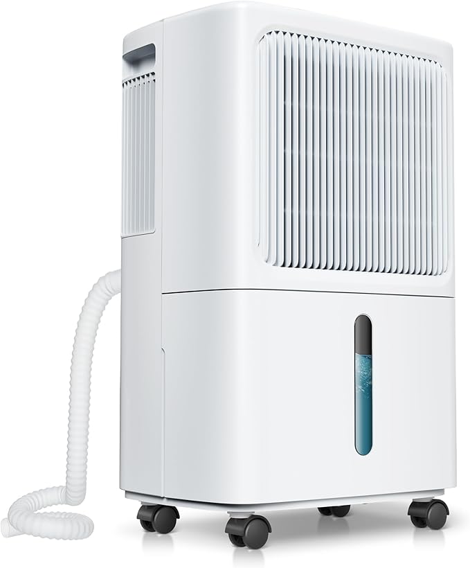 2,500 Sq Ft Home Dehumidifier with Drain Hose, 55 OZ Water Tank, 24 Hr Timer, 34 Pints High Efficiency Compressor for Basement, Bedrooms, Bathrooms and Laundry Rooms