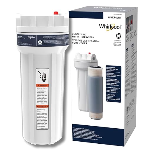Whirlpool Under Sink Water Filtration System WHKF-DUF | Push-in Quick Connect, 1 Carbon Filter & Installation Kit Included | Reduces Chlorine Taste & Odor, Sediment