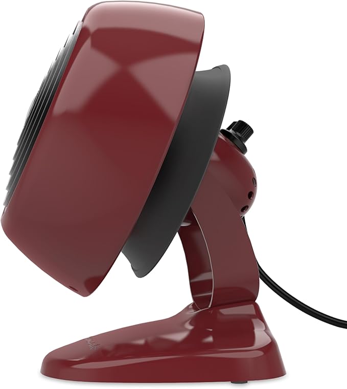 Vornado VFAN™ Mini Fan, Classic Vintage Circulator, Retro Metal Air Circulator, For Desk & Bedside, 2 Speeds, Adjustable Tilt, Personal Cooling with Targeted Airflow, Quiet Fan, Claret