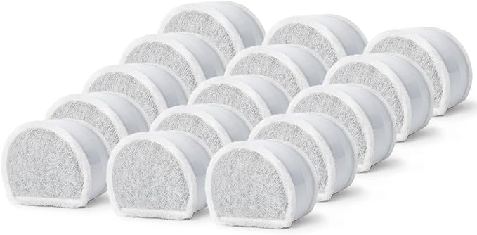 15 Count Replacement Carbon Filters Compatible with PetSafe Drinkwell Filters, Pet Water Fountain Replacement Cartridges for Dog and Cat Fountain.