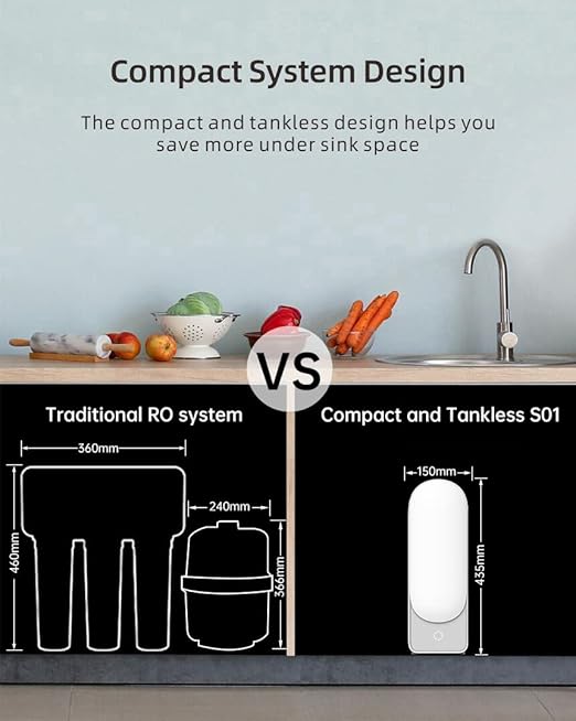 Geekpure 800 GPD Reverse Osmosis Drinking Water Filtration System with Twist Filters-Tankless-Fast Flow-2:1 Pure to Drain