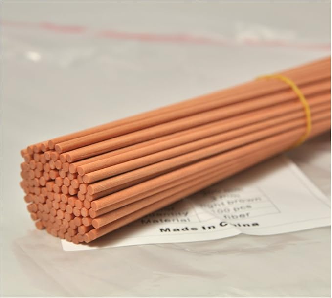 100 Pieces Fiber Reed Diffuser Replacement Refill Sticks (10" x 3mm, Light Brown)