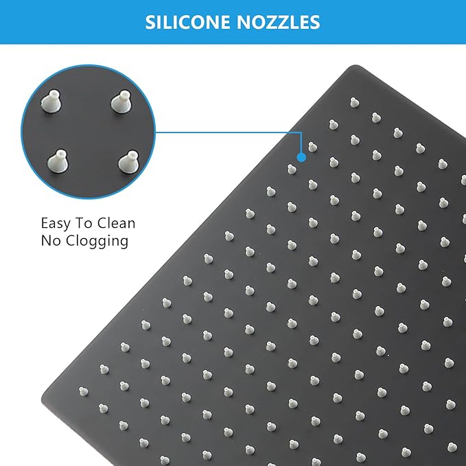 Lordear Rain Shower Head 12 Inch Solid Ultra Thin 304 Stainless Steel Square Rainfall Shower Head Full Body Coverage with Silicone Nozzle,Oil Rubbed Bronze