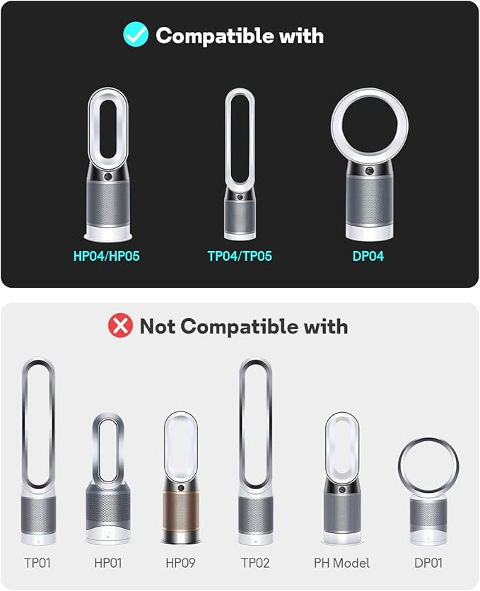 Leemone 2 Pack TP04 HP04 DP04 Filter Replacement Compatible with Dyson TP04 HP04 DP04 TP05 DP05 Air Purifier, 360° Combi Glass Filter & Activated Carbon Filter, Black