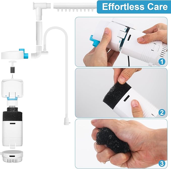 Aquarium Filter with U-V Light & Timer for 10–40 Gallon Fish Tanks, Submersible Internal Filter with Flow Control, Sponge Filtration & Aeration, Quiet Power Pump for Freshwater Saltwater Tanks