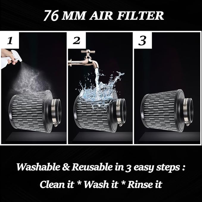 muge racing Universal 3 Inch 76mm Air Intake Filter Replacement Cone Air Filters Quality Dry Air Filter