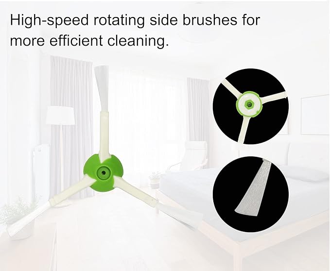 Replacement Parts and Accessories Compatible for iRobot Roomba i3, i4, E5, E6, E7, I, E & J Series Vacuum Cleaners - 1 Set of Rubber Brushes 4 HEPA Filters & 5 Side Brushes
