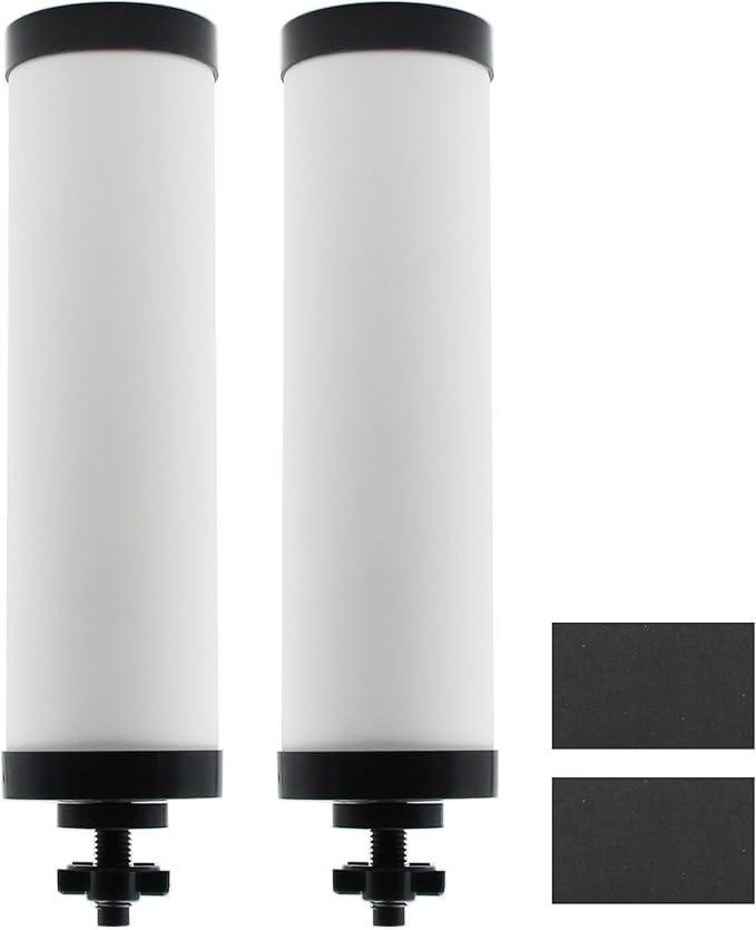 【Upgraded】Renami Ceramic Filter Silver Infused Replacement for BB9-2® Black Activated Carbon Filters, Compatible with Berkey® Travel, Large, Royal, Crown Series, Repeatable Cleaning Filters, Pack of 2