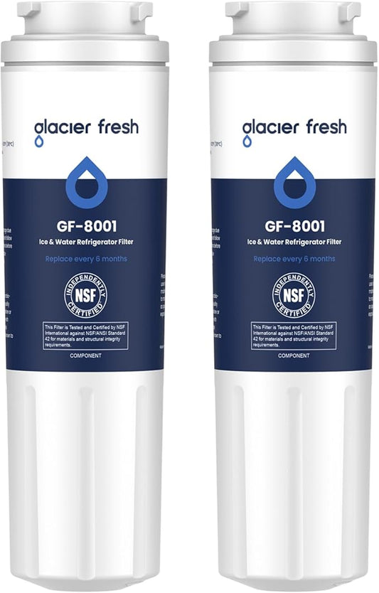 GLACIER FRESH UKF8001 Compatible with Whirlpool Refrigerator Water Filter 4, EDR4RXD1, EveryDrop Filter 4, 4396395, Maytag UKF8001, UKF8001AXX, WHR4RXD1, KAD4RXD1, 46-9006, Puriclean II, Pack of 2