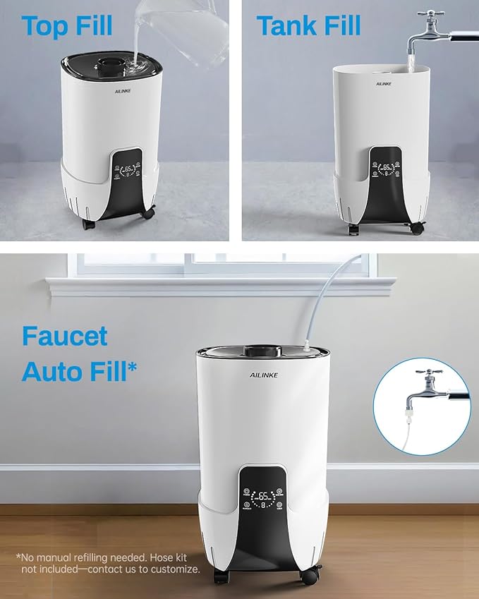 Humidifier Large Room, 4.2Gal/16L Cool Mist Humidifiers for Bedroom Home 2000 sq.ft,Top Fill, 3 Stainless Steel Atomizers,360°Nozzle Extension Tube, Commercial/Office/Plants/Whole House, White