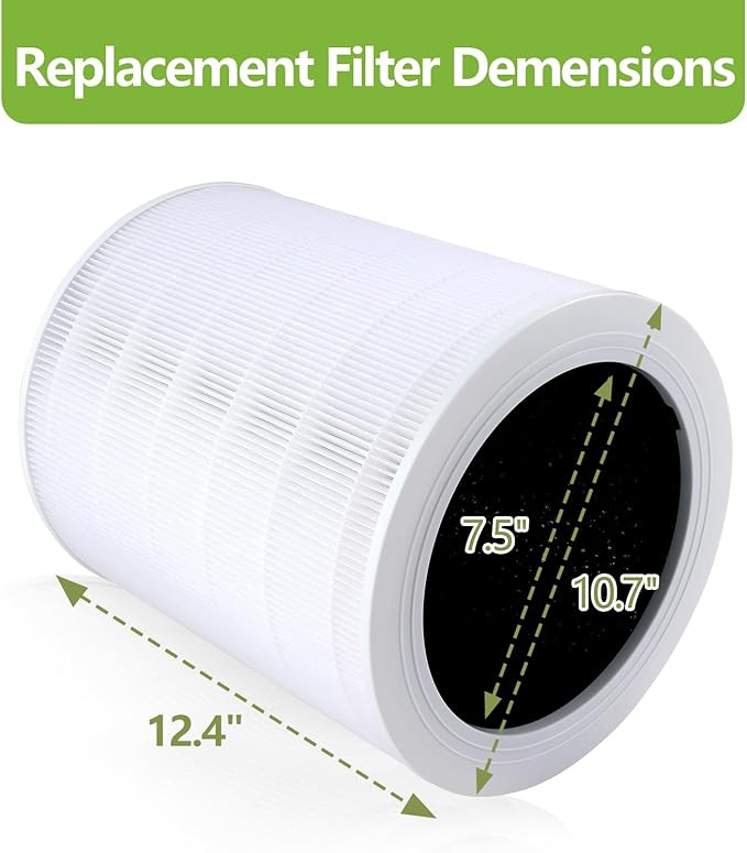 Core 600S Replacement Filter Compatible with LEVOIT Core 600S and Core 600S-P/600S-RF Air Purifier, High-Efficiency 3-in-1 True H13 HEPA Activated Carbon Filter (White)