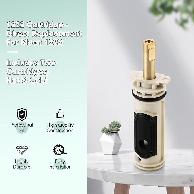 1222 Replacement Cartridge for Moen One-Handle Posi-Temp Shower Valve Cartridge, 1222 Replacement Cartridge Fits for Moen Posi-Temp Faucets and Tub Shower, Durable Brass & Plasti
