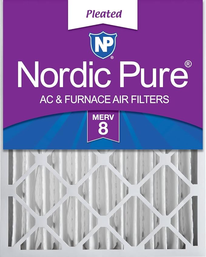 Nordic Pure 16x25x4 (15_1/2 x 24_1/2 x 3_5/8) Pleated MERV 8 Air Filter 1 Pack