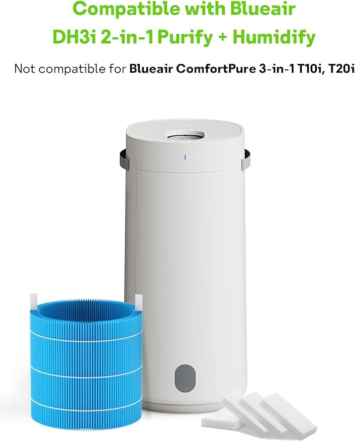 Dh3i Wick Replacement Filter Compatible with Blueair 2-in-1 Purify + Humidify Air Puri-fier, Soothing Water Vapors Through Particle & Mineral Capture, 2 Pack
