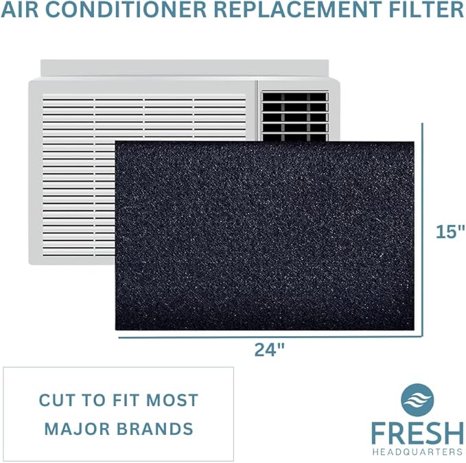 2-Pack Cut to Fit Air Filter - 24"x15"x0.25" Reusable and Washable Foam Filter Material - Cuttable and Versatile Replacement for Air Conditioner Units, Range Hood, RV Vents and More