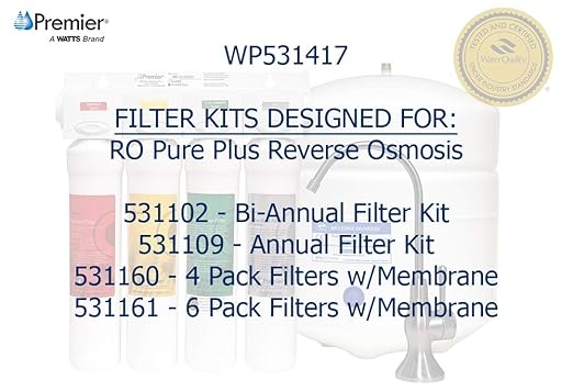 Watts Premier RO Pure Plus VOC 4 Stage Reverse Osmosis System Module with Built-In Check Valve Shutoff, Four Easy Push Button Filters, Sediment Filter, Carbon Block Filter, VOC Filter, Membrane