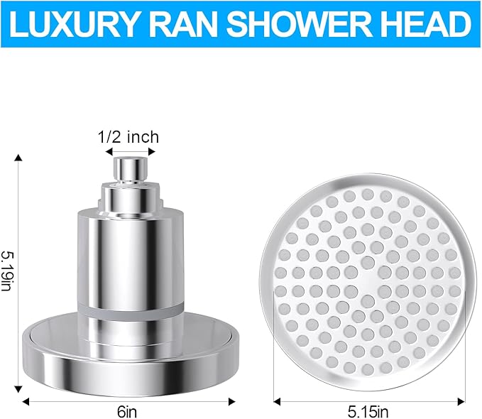 ACNISM Filtered Shower Head - 6” High Pressure Shower Head, Fixed One-Piece, Angle Adjustable with 20-Stage Filter - Softens Hard Water Removes Chlorine, Improves Hair and Skin Problems(Silver)