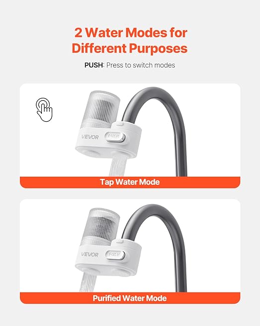VEVOR Faucet Water Filter, Faucet Mount Water Filtration, 5-Stages Tap Filters Reduce 97% Lead, 95% Chlorine, Rust, Water Purifier for Kitchen Bathroom Sink, 320 Gal, 1 Filter, White