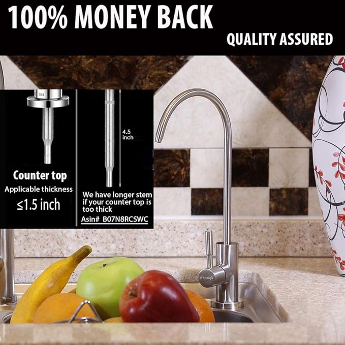 Frizzlife RO Water Filter Faucet- Drinking Water Faucet fits Most Reverse Osmosis Water Filtration System-SUS304 Stainless Steel with Brushed Nickel