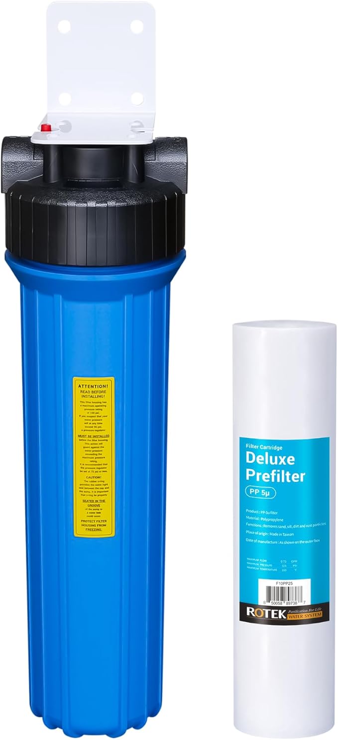 Rotek Water Systems Whole House Water Filtration System | 1-Stage Water Filter System | SED | Clean Water | Sediment Filter | 20 Inch