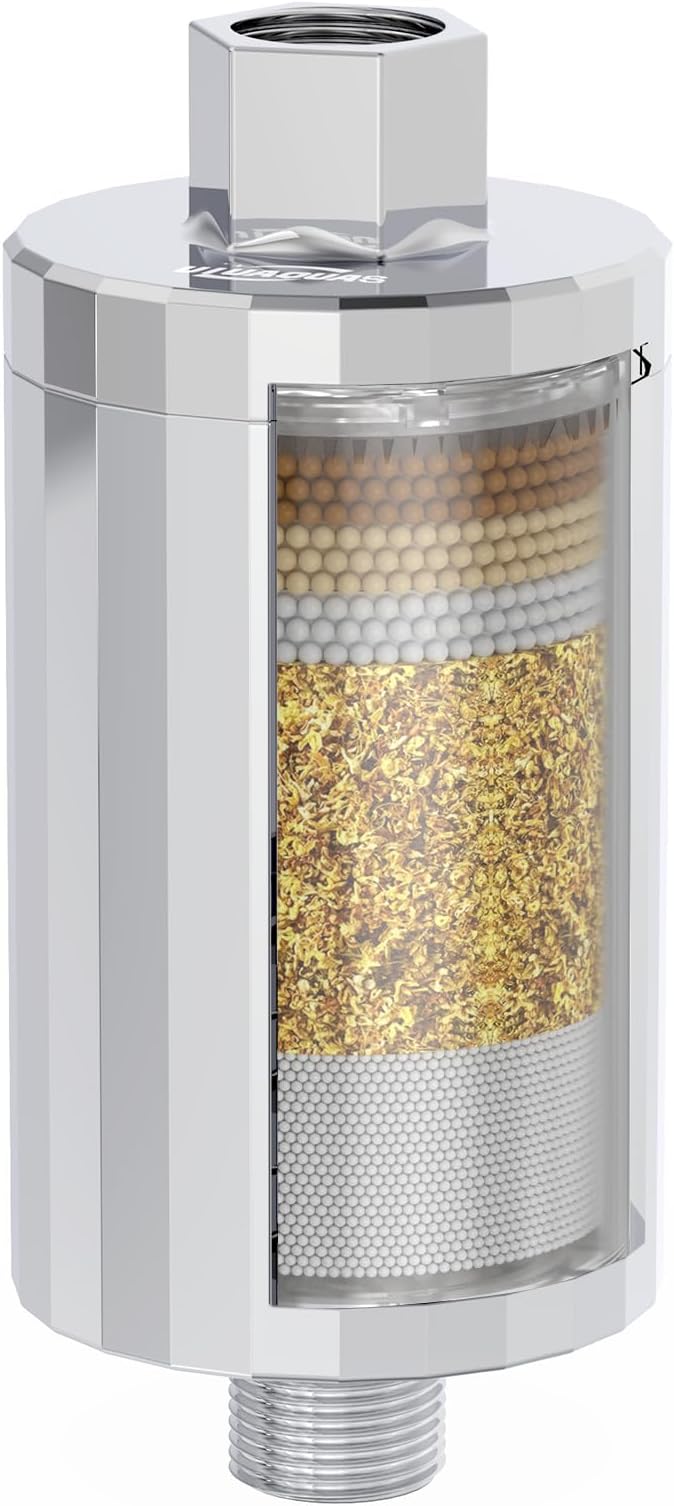 ALL METAL Shower Head Filter – KDF 55 Shower Filter Vitamin C E&A for Hard Water, High Pressure Universal Shower Water Filters to Remove Toxic Chemicals, Chlorine and Heavy Metals,Chrome