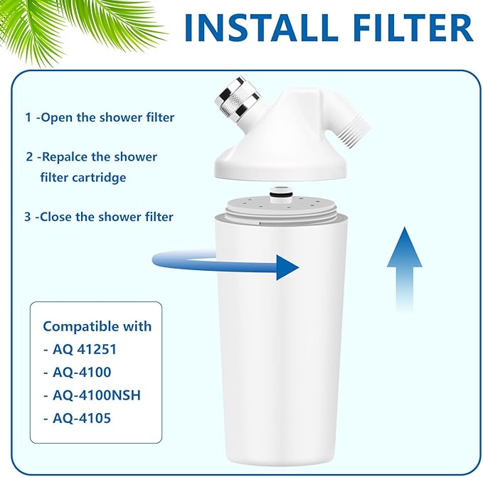 Water Replacement Filter for Shower Head,Compatible with Aquasana AQ-4100,AQ-4100NSH,AQ-4105,AQ-4105CHR,AQ-4125 Shower Head Cartridge.(2Pack)