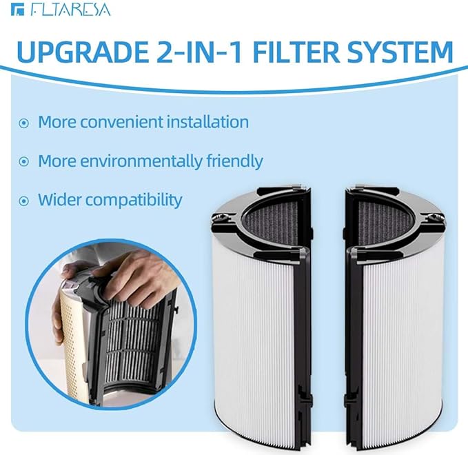 TP10 Replacement Filter for Dyson Air Purifier TP10 TP7A TP06 TP09 TP07 HP07 HP06 HP09 HP10 PH01 PH02 Pure Cool Hot Fan, 2-in-1 360° Combi Glass Carbon Filter, Part #965432-01 - 2 Pack