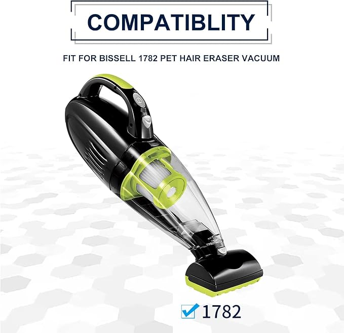 KEEPOW Replacement Filters Compatible with Bissell Pet Hair Eraser Hand Vacuum Cleaner Models 1782 17823, Part 160-8653 160-8654 1608653 1608654, 1 Pack