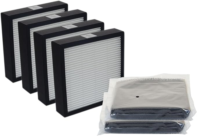 PUREBURG Replacement Filter Set Compatible with VCK LE-AP001 Air Purifier,4-Pack H13 HEPA Air Clean Dust VOCs Odor Activated Carbon
