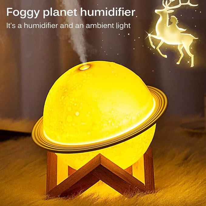 Moon Lamp Humidifier, 2 in 1 Moon Night Light & Humidifiers with USB Recharge, 3 Colors 3D LED Moon Light with Stand, Aromatherapy Diffuser for Kids Friend Lover Birthday Gift Bedroom Home Decor 200ml