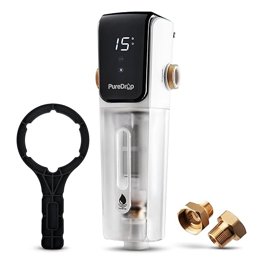 PDR-ARB50WSP Spin Down Sediment Water Filter, Auto Flushing Module with Touch-Screen, Reusable Whole House Sediment Filter for Well Water w/Scraper, 50-Micron Prefilter Filtration System