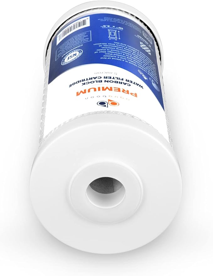 Aquaboon 5 Micron 10 x 4.5 Premium Carbon Filter Cartridge Whole House CTO Block Water Filter Replacement Compatible with FXHTC, CB-BB-10, 4-Pack