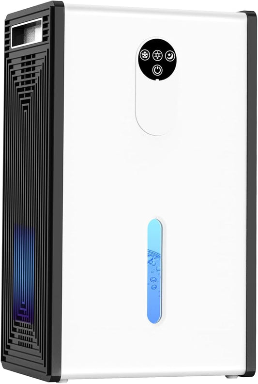 Dehumidifier, 72 OZ Water Tank Dehumidifiers for Home, 1076 sq. ft. Dehumidifier for Basement Bathroom Bedroom with Auto Shut Off, 7 Colors LED Light, Quiet Dehumidifiers with Sleep Mode (White)