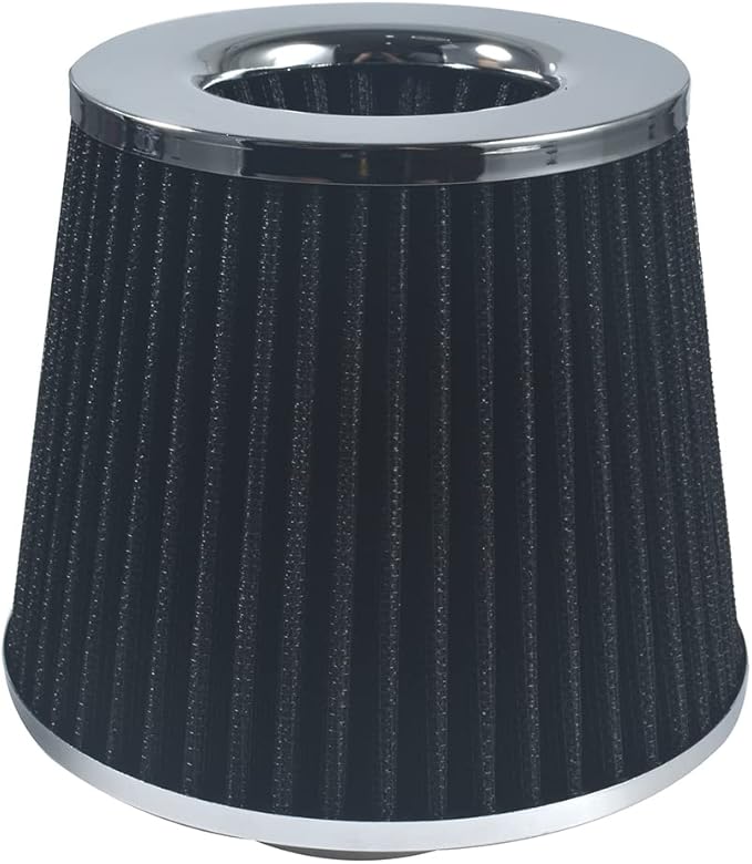 Universal 2.5" 63.5mm High Flow Cold Air Intake Filter fit for Most Cars Intake Piping - Washable Aluminum Cone Design with Stainless Steel Clamp