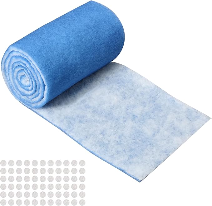 Air Vent Filters Roll, 12" x 90" Cut to Size Air Filters with 66PCS Velcros(35+ Filters), MERV 8 Triple Filtration Vent Filter Material for Home Floor, Ceiling, HVAC, AC, Grilles (12x90 inch)